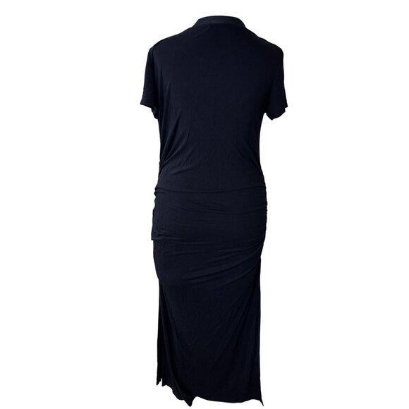 Smallshow Black Ruched Maternity Maxi Dress Short Sleeve Modal Blend M - Picture 3 of 10